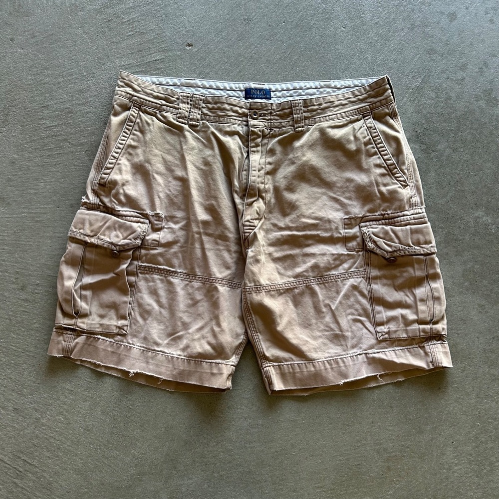 Polo Ralph Lauren Cargo‎ Shorts Size 42 Tan Utility Cotton 9.5" Inseam